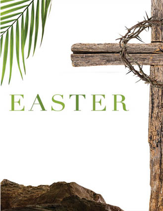 Easter cross with palm leaf and thorns